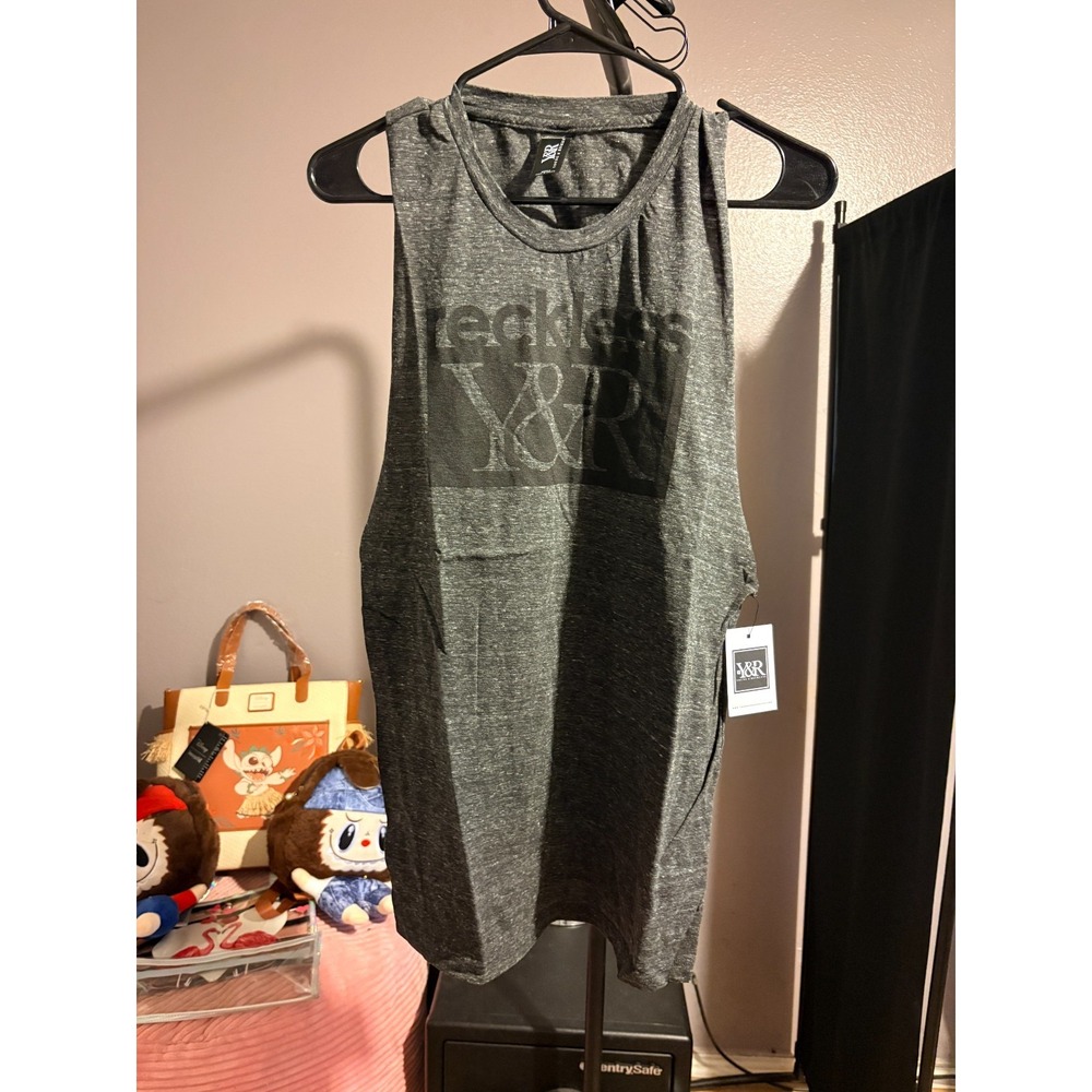 Y&R Dark Grey Tank Top with Black Logo Sz S